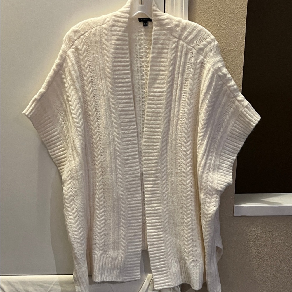 Talbots Cream Open-Front Sweater Shawl